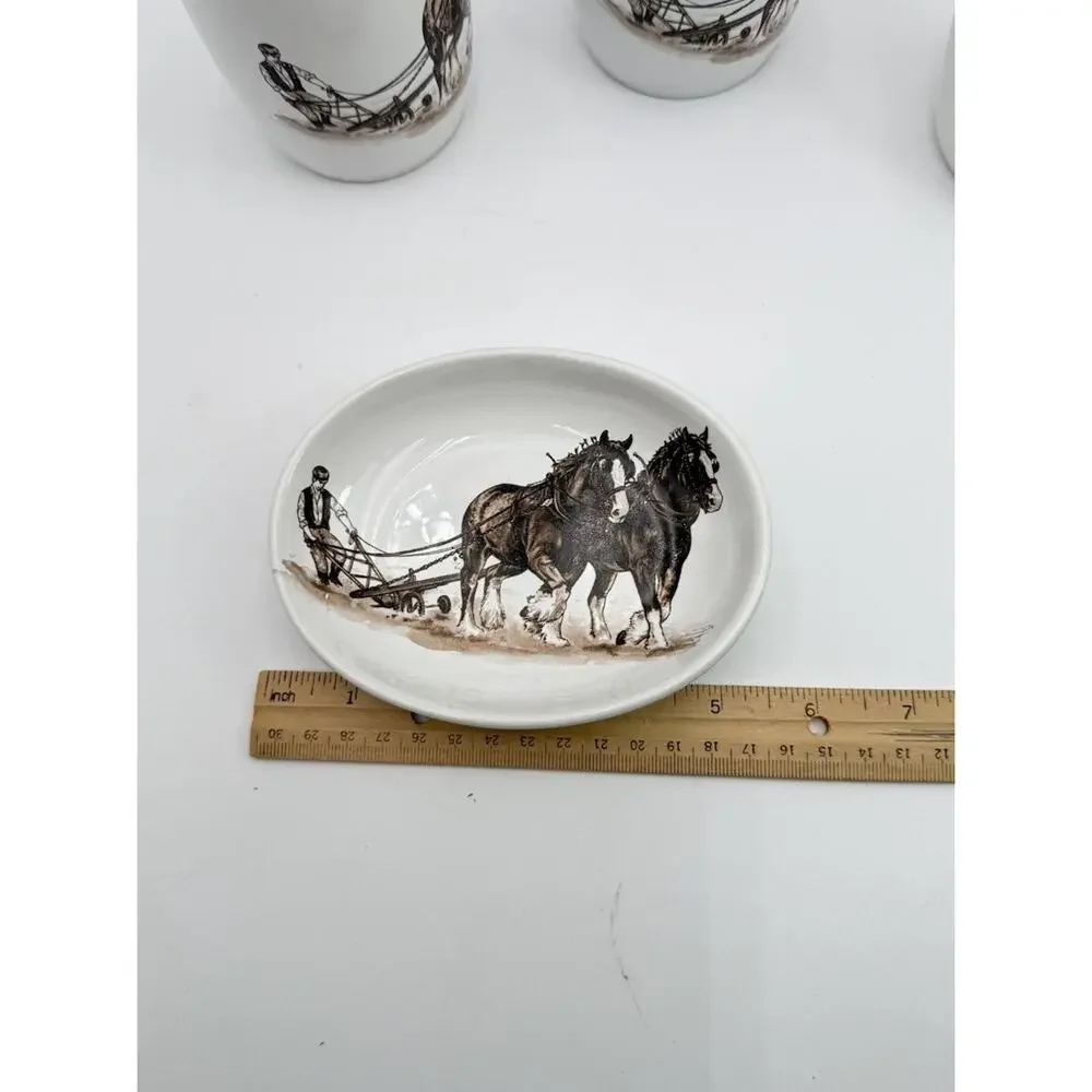 Clydesdale‎ Plowhorse Farmer 4 Piece Bathroom Accessory Set Allure Vtg 2005 EUC